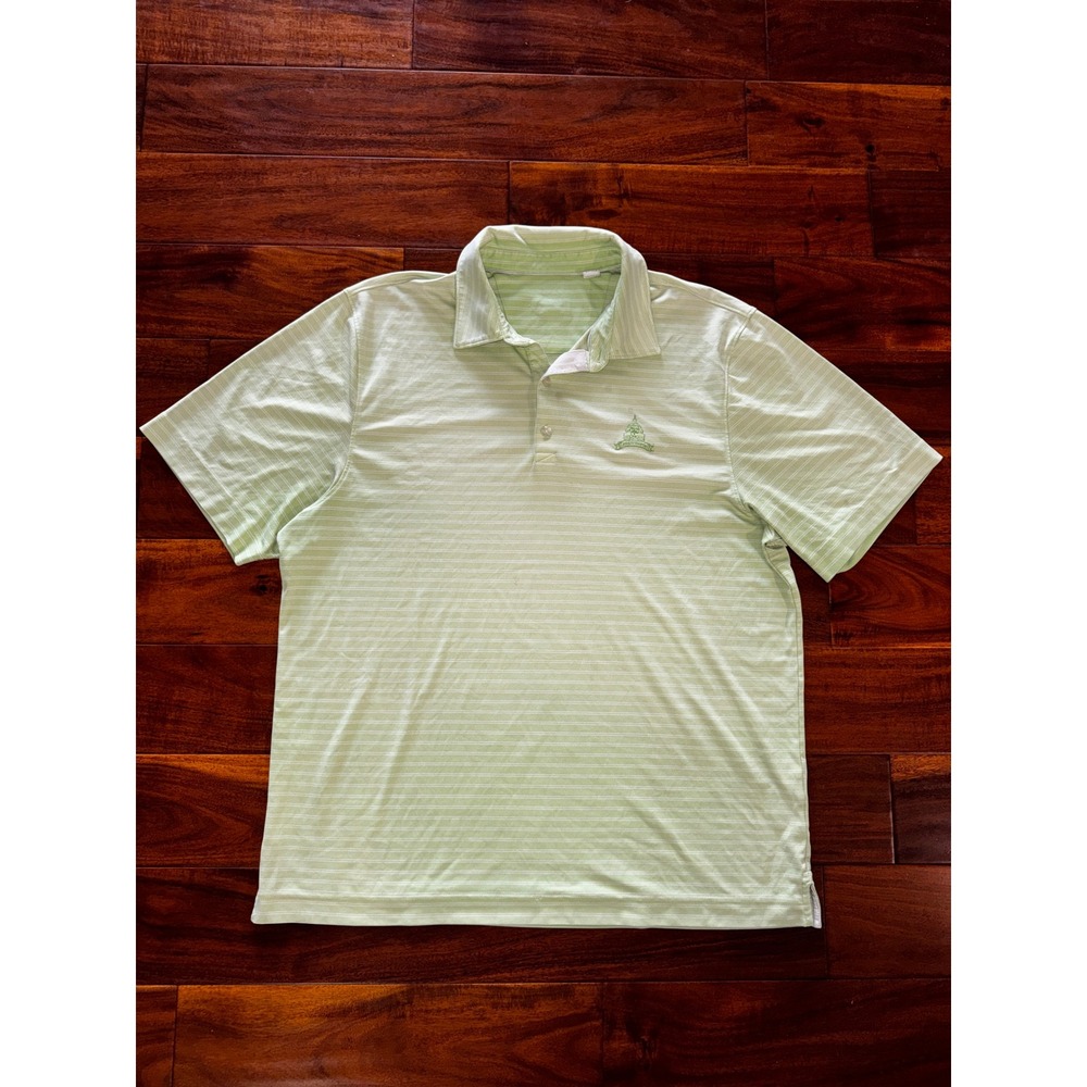 Cutter & Buck Mens XL Polo Shirt Green Striped Congressional Country Club Golf
